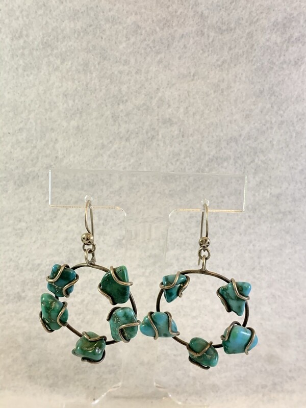 Fox Turquoise Nugget Sterling Silver Earrings