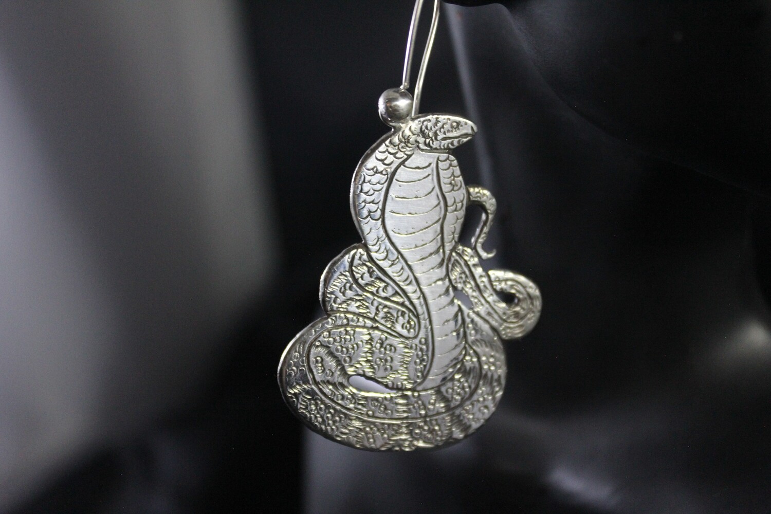 Sterling Silver Cobra Dangle Earrings (SO)