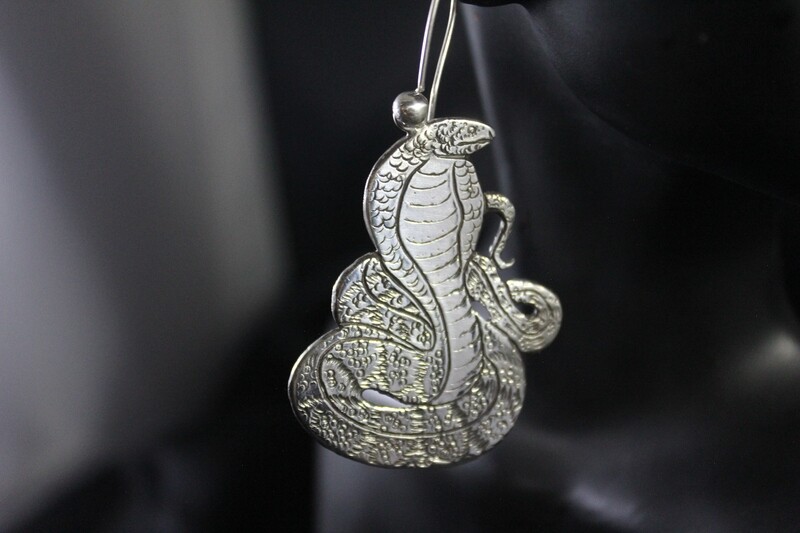 Sterling Silver Cobra Dangle Earrings (SO)