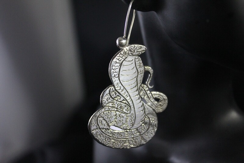 Sterling Silver Cobra Dangle Earrings (SO)
