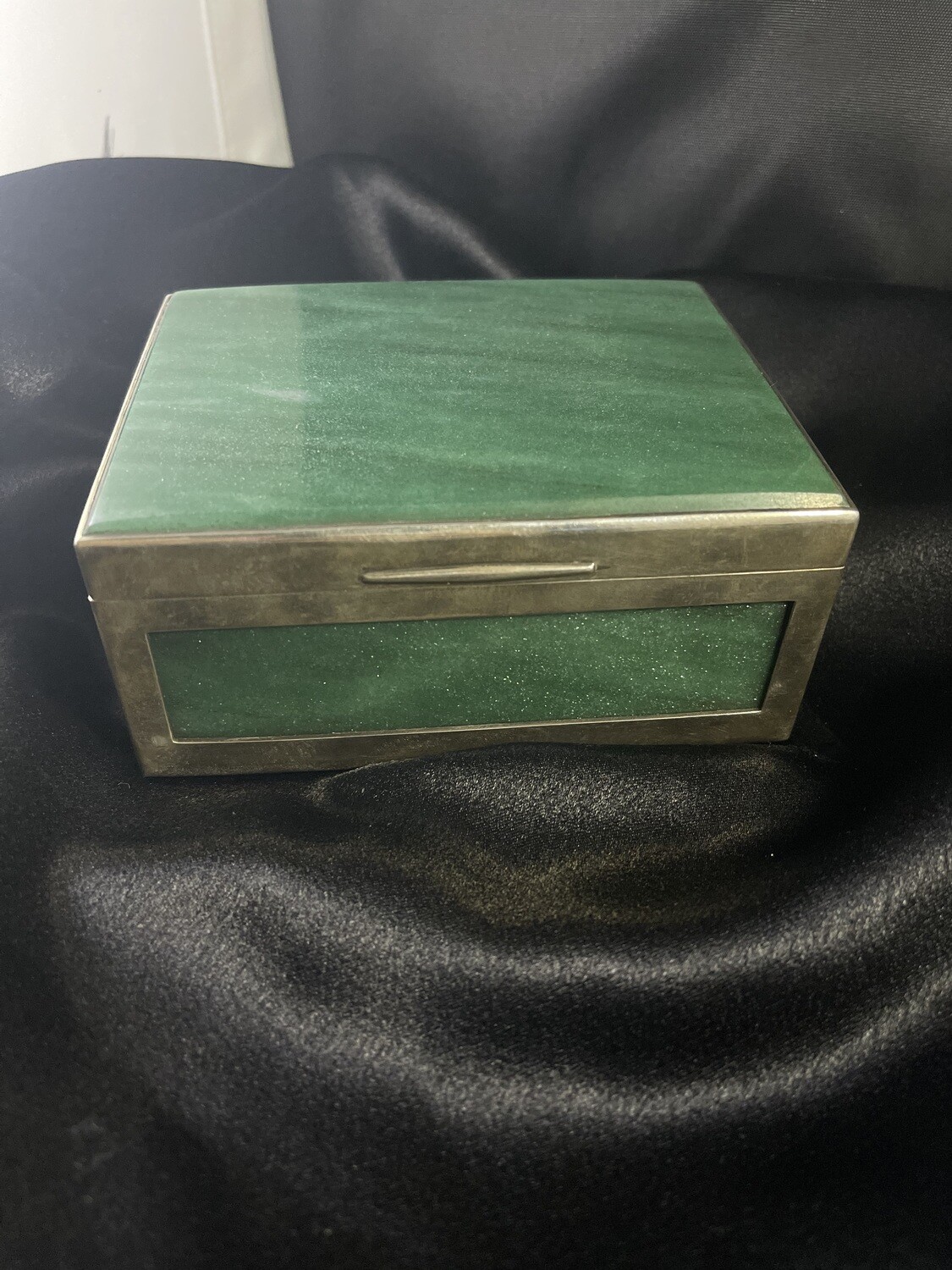 Sterling Silver Box with Green Agate