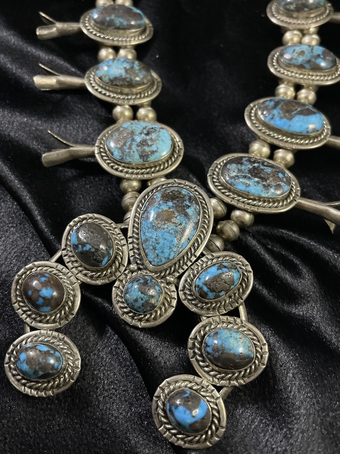 Natural Persian Cut Turquoise Squash Blossom