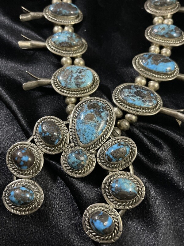 Natural Persian Cut Turquoise Squash Blossom