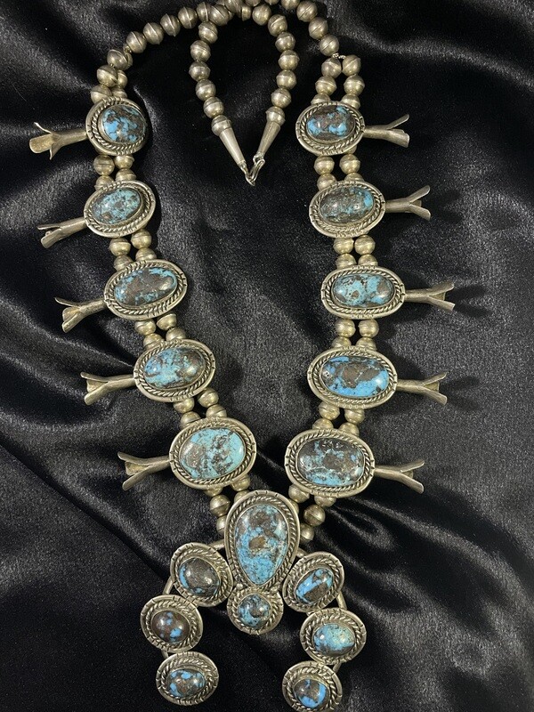 Natural Persian Cut Turquoise Squash Blossom