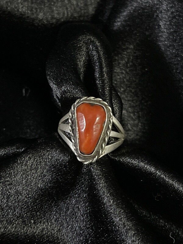Sterling Silver Coral Ring