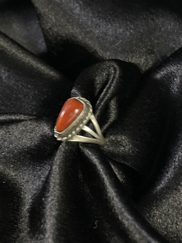 Sterling Silver Coral Ring