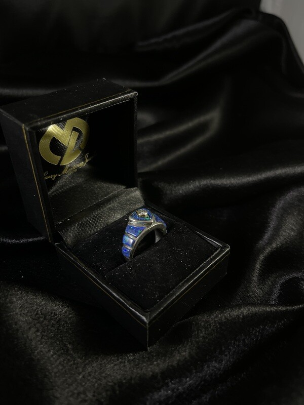 Sterling Silver Ring with Lab Opal