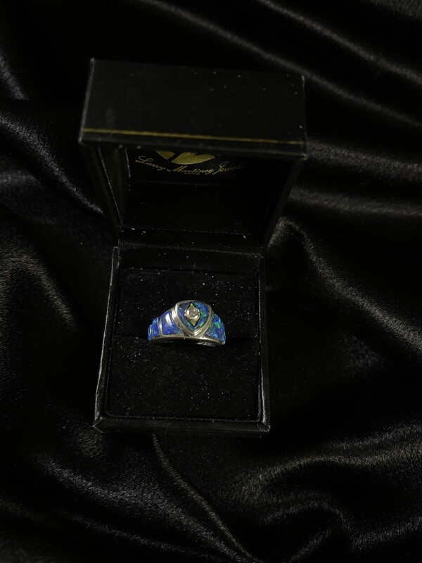 Sterling Silver Ring with Lab Opal