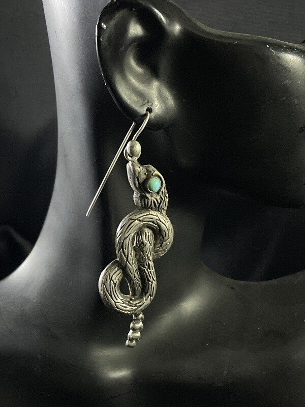Sterling Silver Turquoise Serpent Earrings (SO)