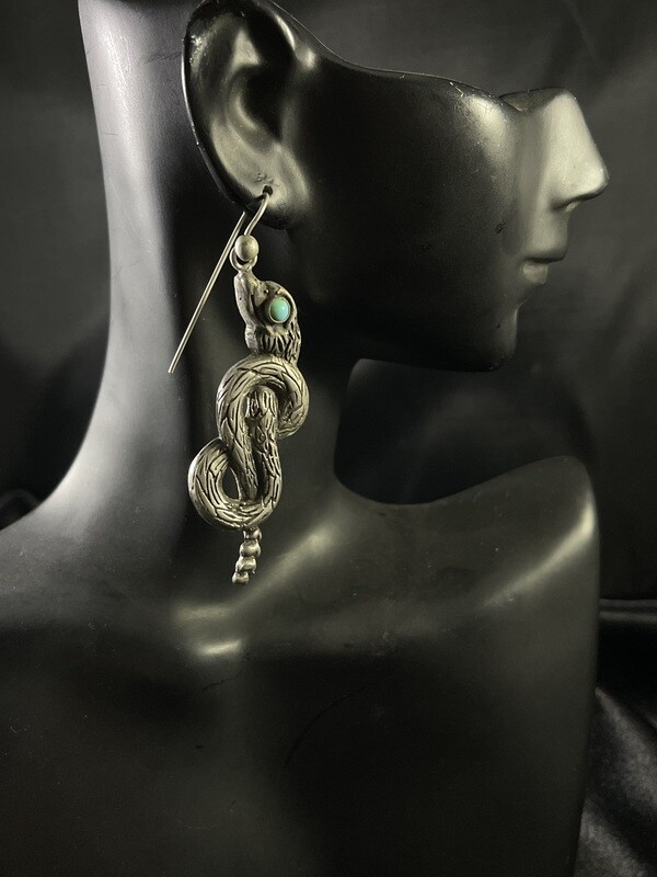 Sterling Silver Turquoise Serpent Earrings (SO)