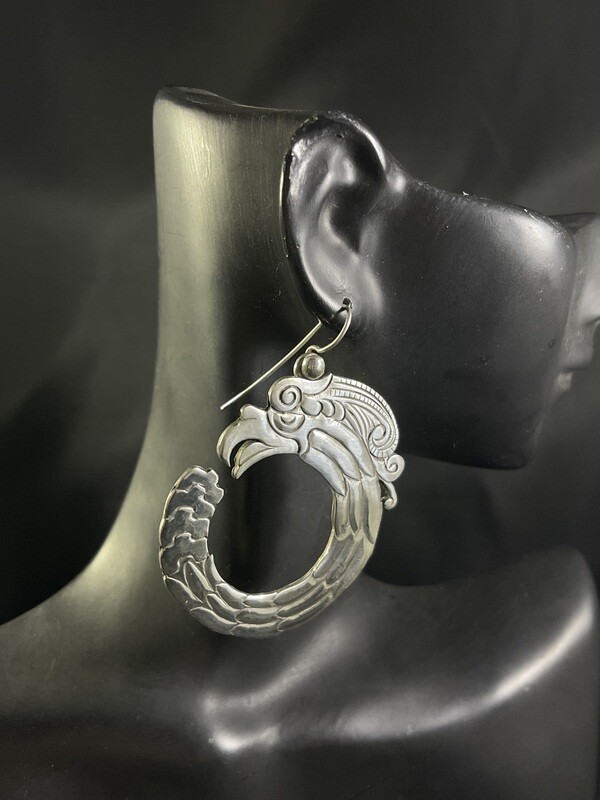 Sterling Silver Feathered Serpent Earrings (SO)