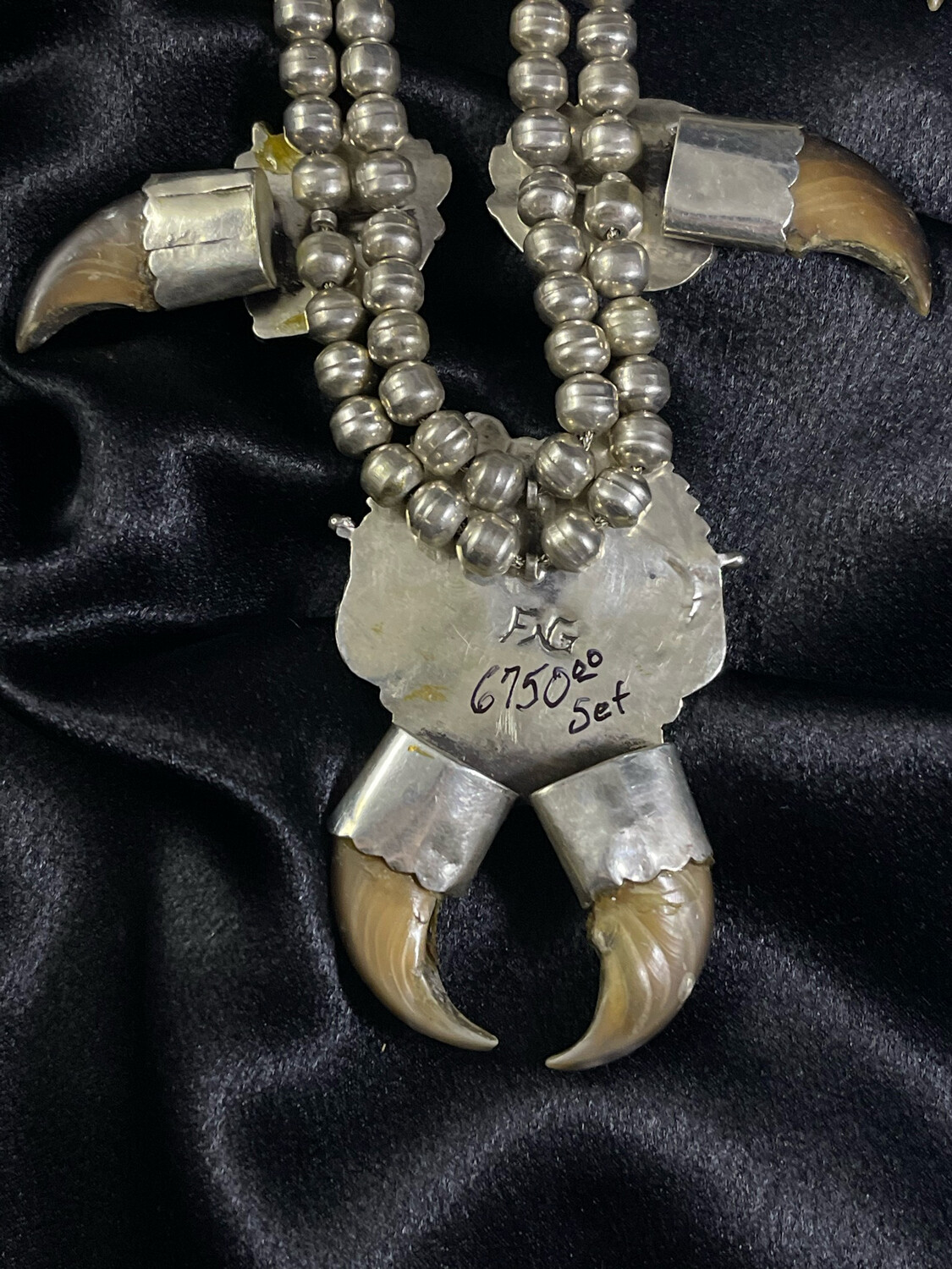 Bear-claw, Sterling Silver And Hi-Grade Turquoise Squash