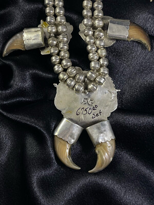 Bear-claw, Sterling Silver And Hi-Grade Turquoise Squash Blossom