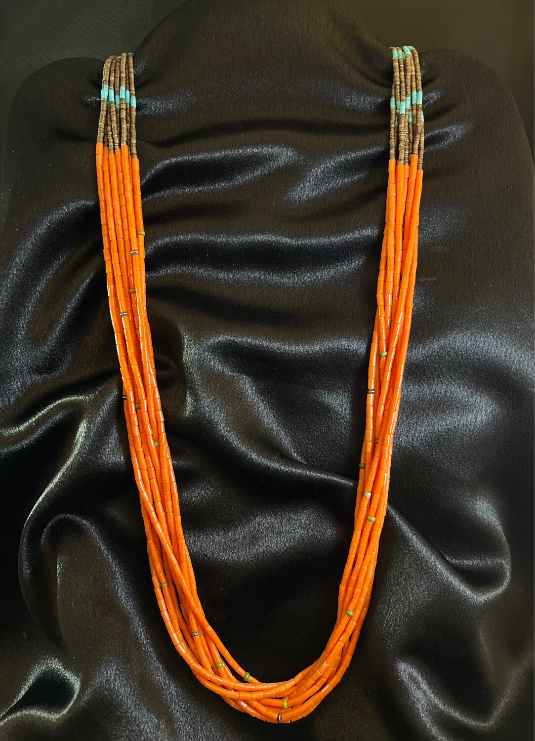 Santo Domingo Coral, Turquoise and Shell Necklace