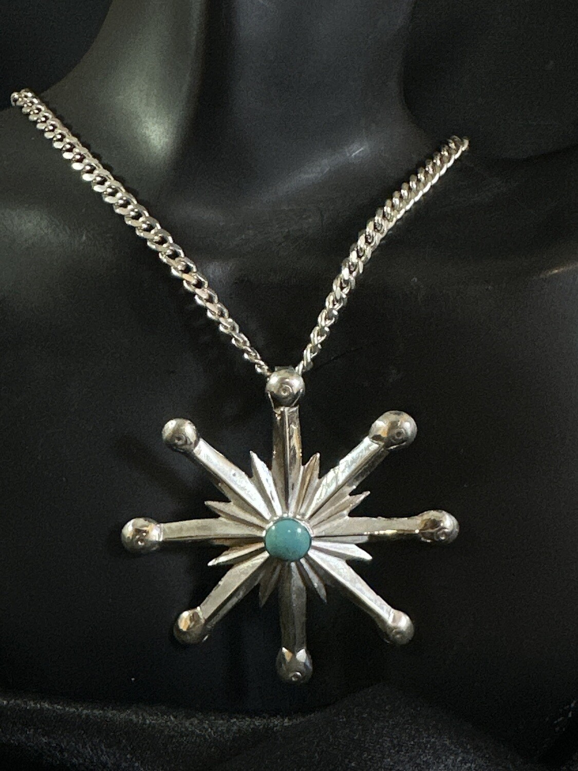 Desert Snowflake Sterling Silver and Turquoise Pendant