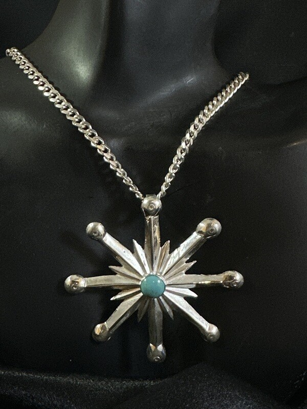 Desert Snowflake Sterling Silver and Turquoise Pendant
