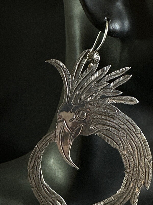 LM Sterling Silver Osprey Earrings with Bisbee Turquoise Cabochons