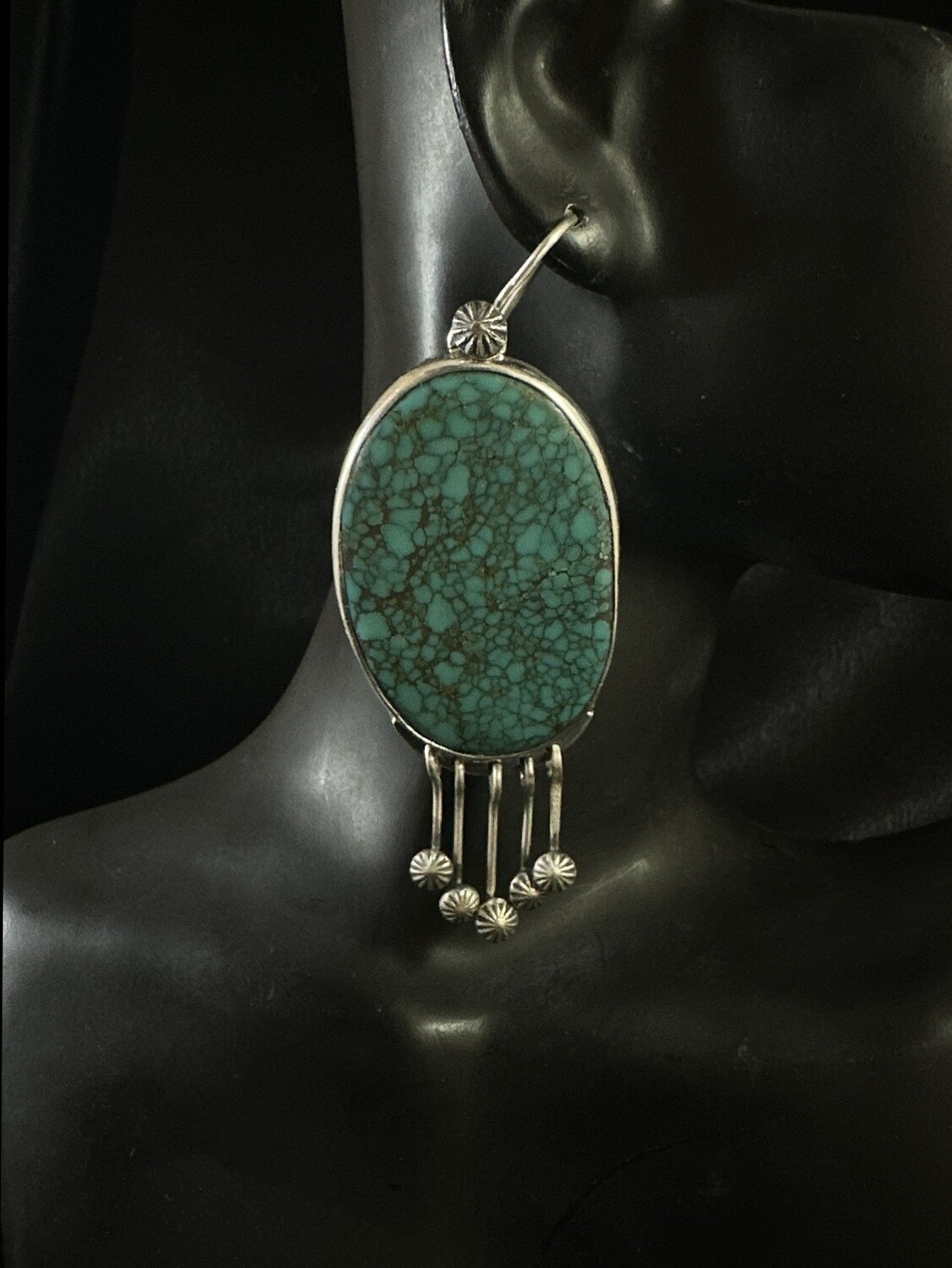 LM Chinese Spiderweb Turquoise Earrings