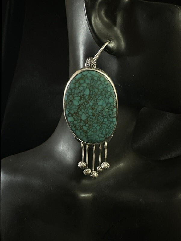 LM Chinese Spiderweb Turquoise Earrings