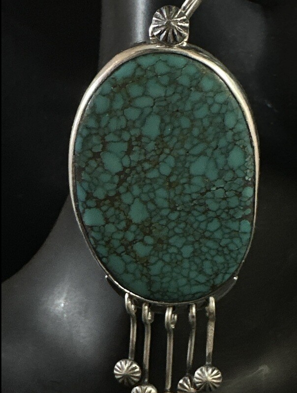 LM Chinese Spiderweb Turquoise Earrings