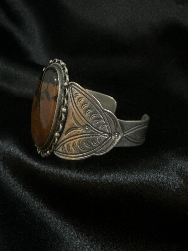 Silver and Petrified Wood Bracelet