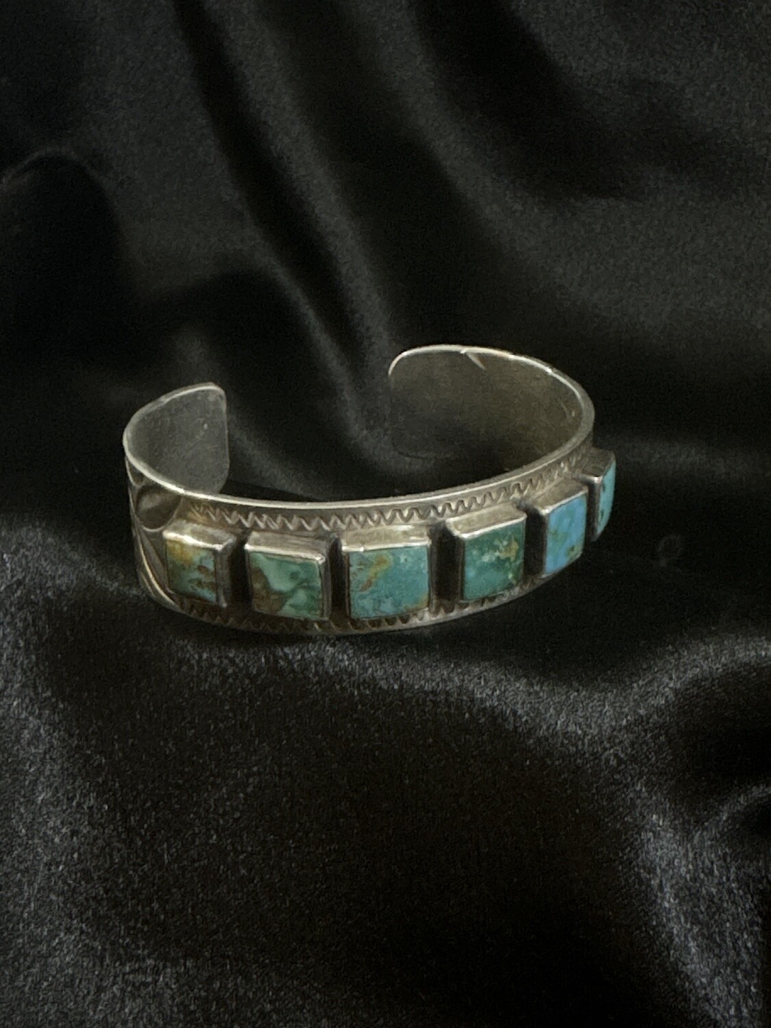 Square Turquoise, and Silver Design Bracelet