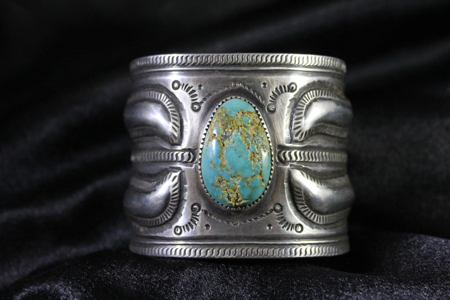 Harvey Begay Sterling Silver and Natural Turquoise Nugget Bracelet