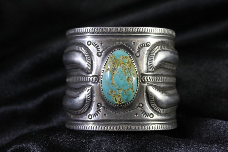 Harvey Begay Sterling Silver and Natural Turquoise Nugget Bracelet