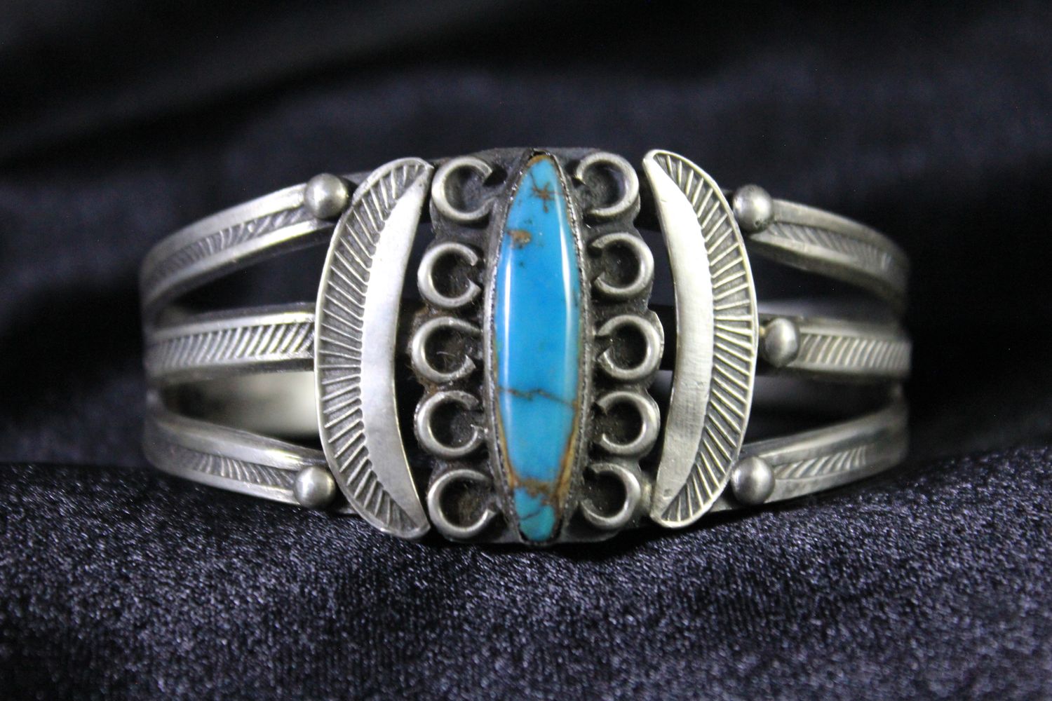 Sterling Silver and Turquoise Designed Bracelet