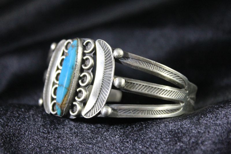 Sterling Silver and Turquoise Designed Bracelet