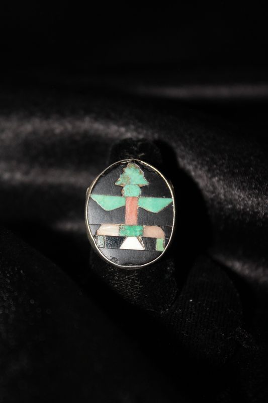Sterling Silver and Multi-stone Inlay Ring