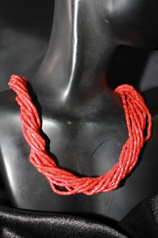 10 Strand Heishi Cut Coral Beaded Necklace