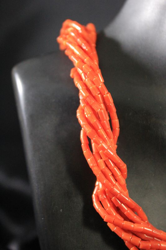 10 Strand Heishee Cut Coral Beaded Necklace