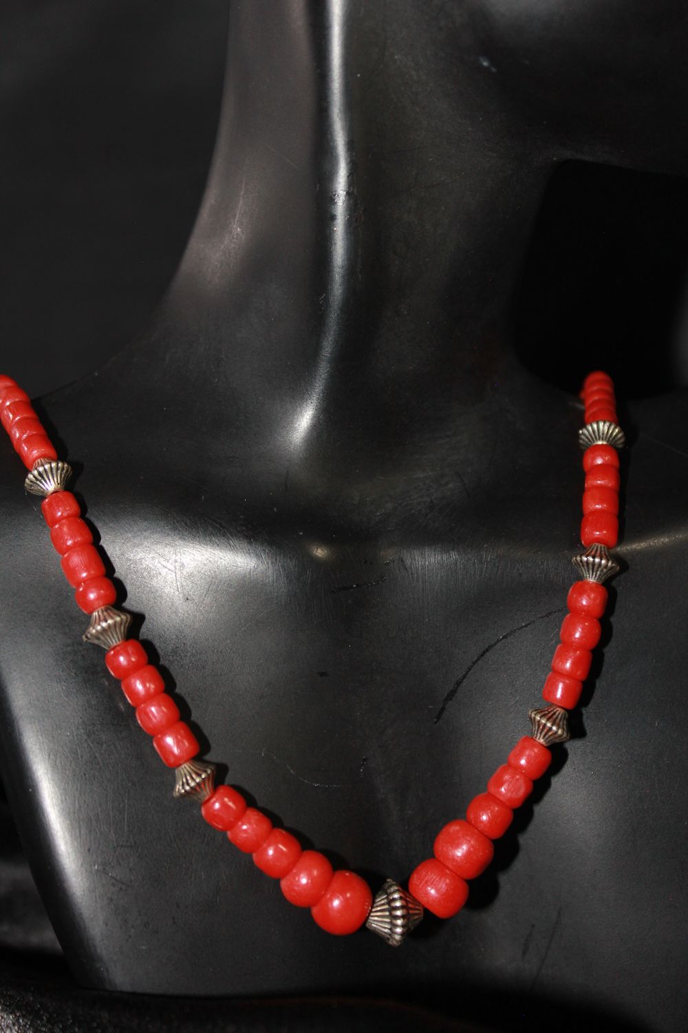 Sterling Silver &amp; Coral Beaded Necklace