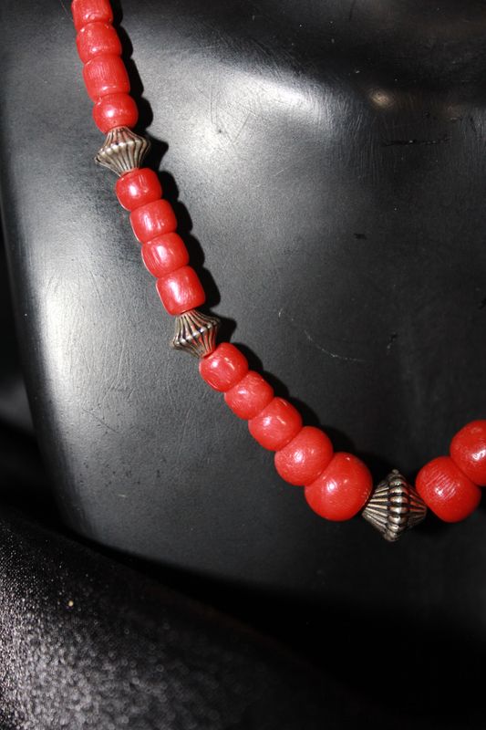 Sterling Silver &amp; Coral Beaded Necklace