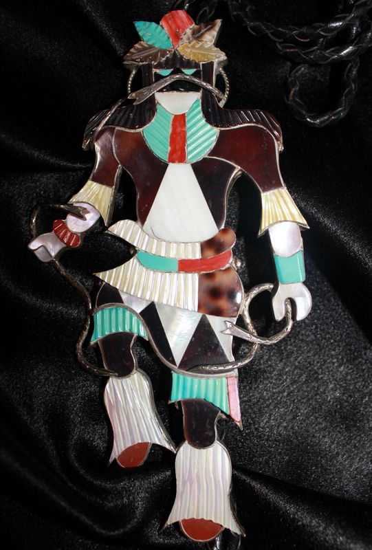 Zuni Snake Dancer Inlay Bolo Tie