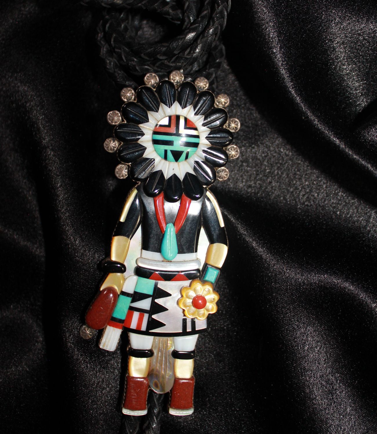 Exceptionally Detailed Zuni Inlay Bolo Tie