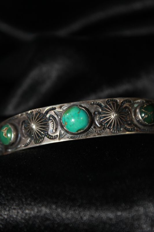 Sterling Silver and Turquoise Stamped Bracelet