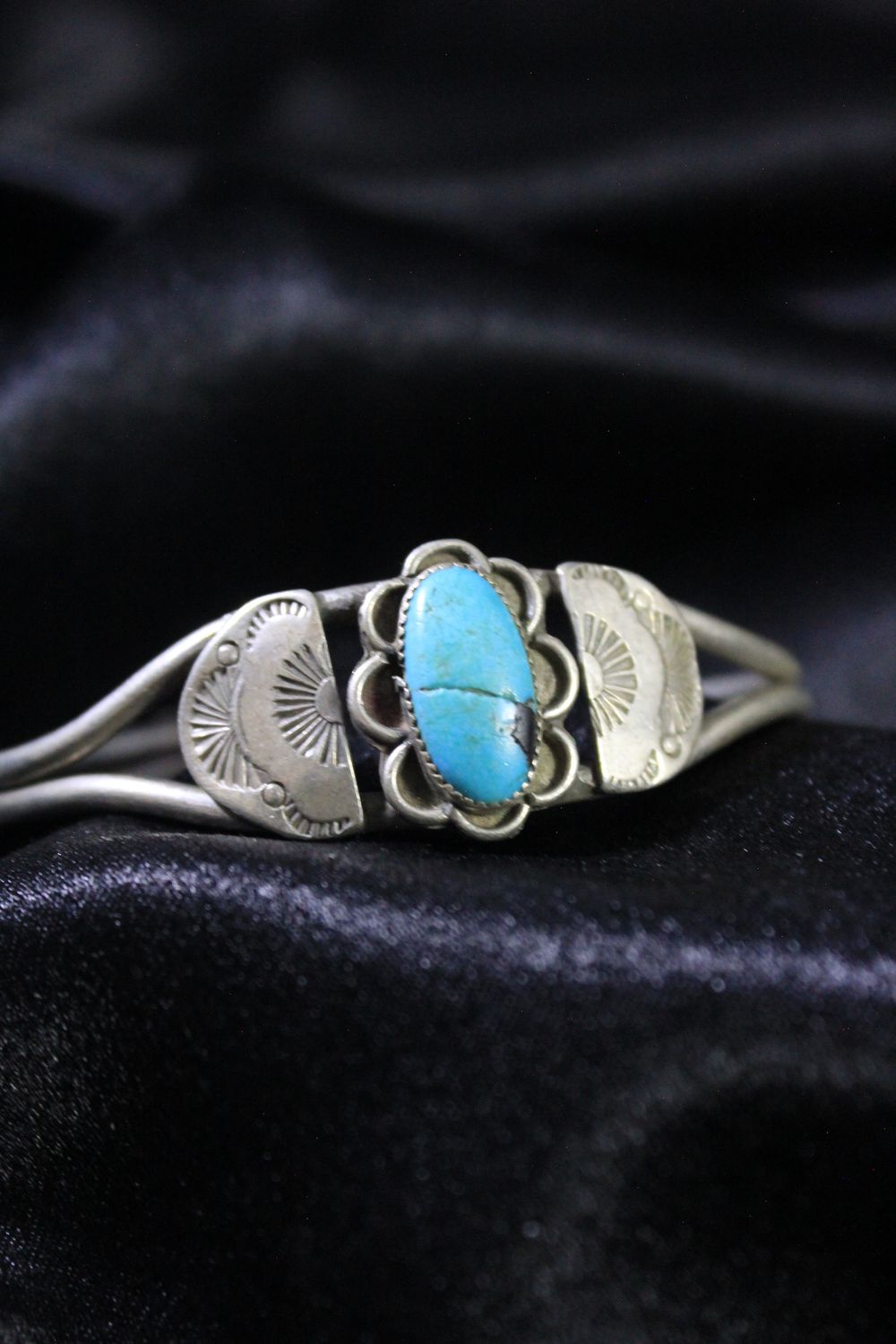 Turquoise Flower &amp; Sterling Silver Bracelet