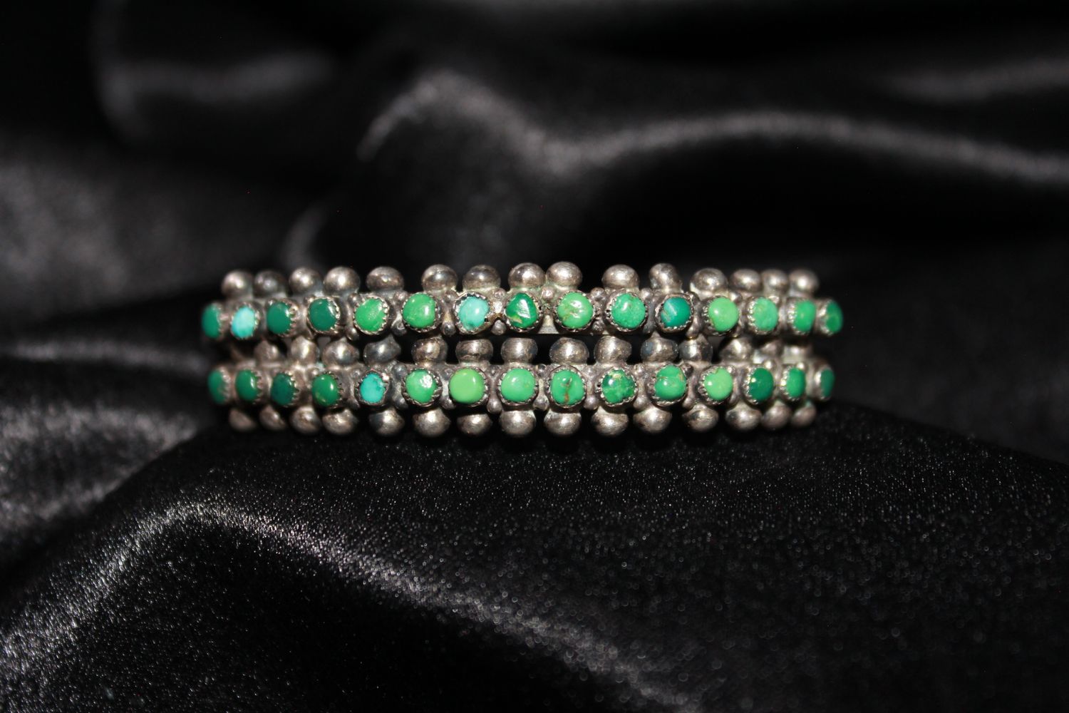 Sterling Silver &amp; 30 Small Turquoise Cabochon Bracelet