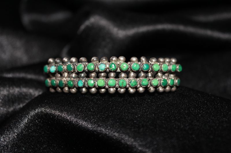 Sterling Silver &amp; 30 Small Turquoise Cabochon Bracelet