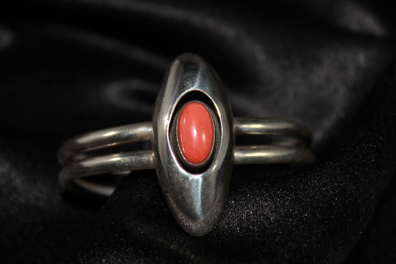Sterling Silver and Coral Shadow Box Bracelet