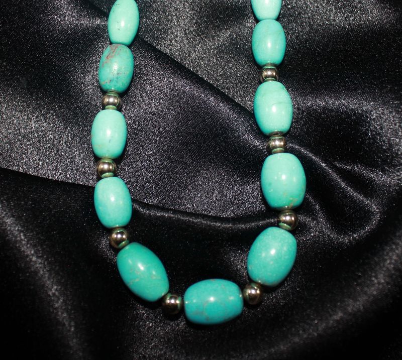 14K Yellow Gold &amp; Turquoise Beaded Necklace
