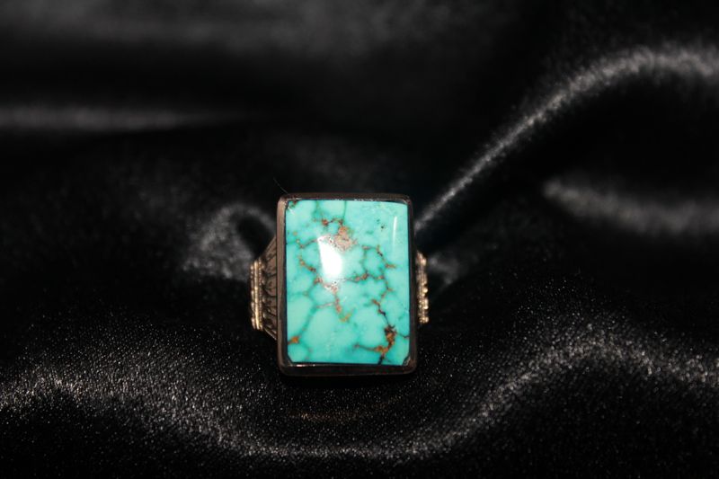 Natural Nevada Turquoise &amp; 14K Rose Gold Ring