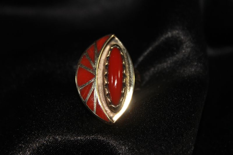 Pat Weber 14K Yellow Gold &amp; Coral Ring