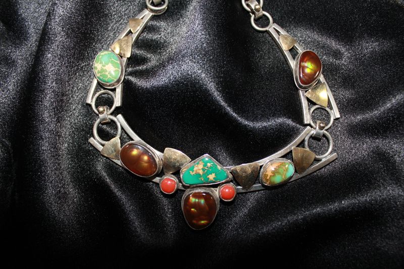 Sterling Silver &amp; 14K Yellow Gold Multi Stone Necklace