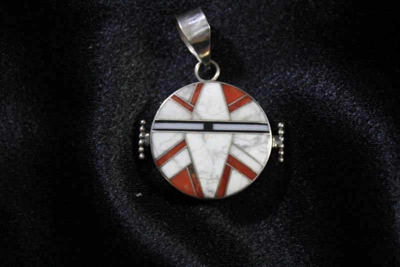 Double Sided Sterling Silver and Multi Stone Pendant