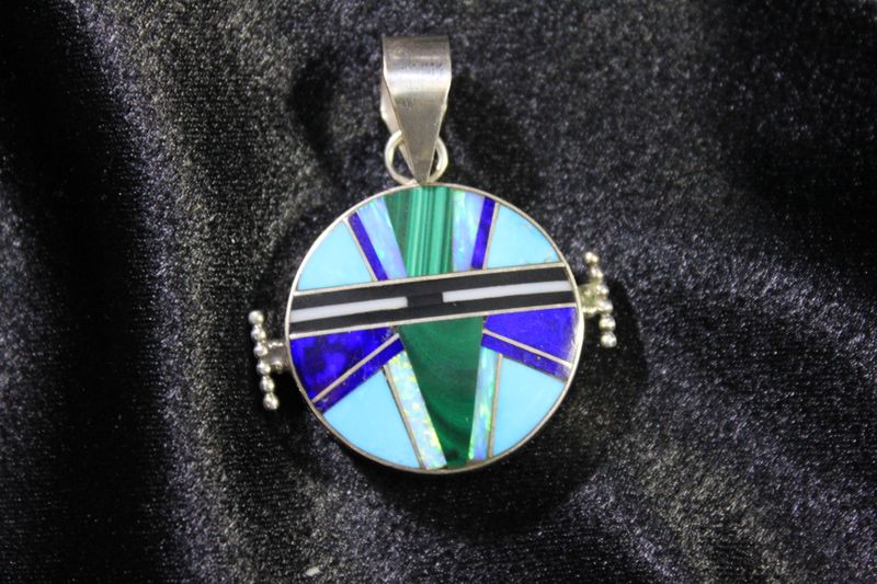 Double Sided Sterling Silver and Multi Stone Pendant