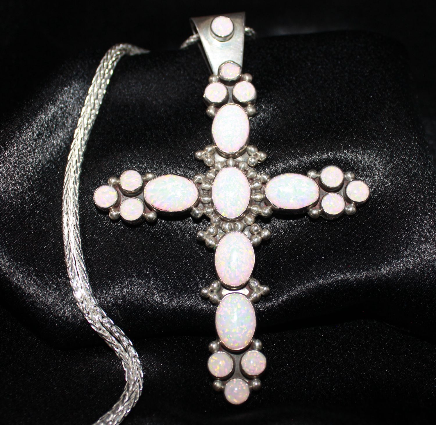 Sterling Silver and Opal Cross Pendant