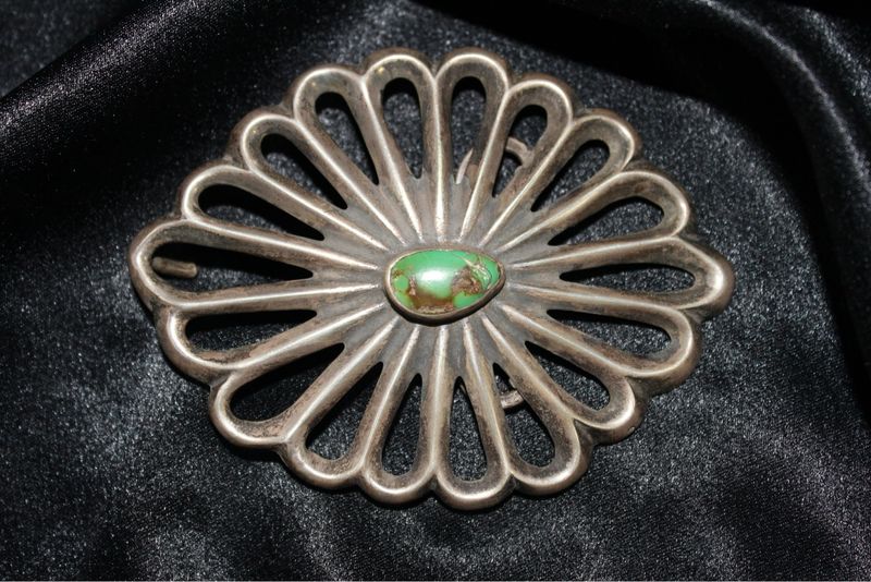 Sterling Silver and Turquoise Belt Buckle